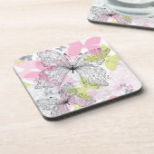 蝶が付いている背景 コースター (左側)