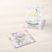 蝶が付いている背景 スクエアペーパーコースター (インサイチュ)