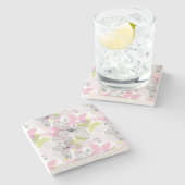 蝶が付いている背景 ストーンコースター (横)