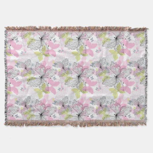 蝶が付いている背景 スローブランケット (正面)