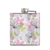 蝶が付いている背景 フラスク (裏面)