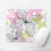 蝶が付いている背景 マウスパッド (マウス)