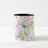 蝶が付いている背景 マグカップ (中央)