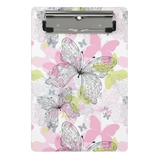 蝶が付いている背景 ミニクリップボード (正面)