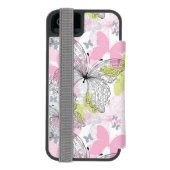 蝶が付いている背景 INCIPIO iPhoneウォレットケース (フォリオ裏面)