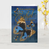 蝶が付いているEthel伯母さんのバースデー・カード カード (黄色い花)