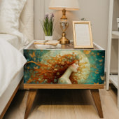 蝶が切り離される秋の赤毛の女性 薄葉紙