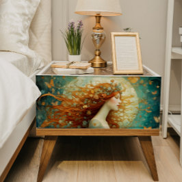 蝶が切り離される秋の赤毛の女性 薄葉紙