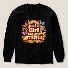 蝶が好きな女の子 – かわいい花柄 トライブレンドTシャツ