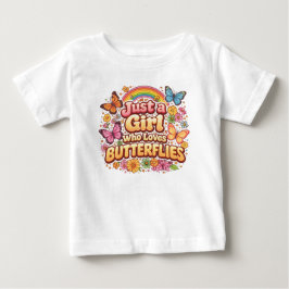 蝶が好きな女の子 – かわいい花柄 ベビーTシャツ