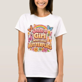 蝶が好きな女の子 – かわいい花柄 Tシャツ