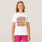 蝶が好きな女の子 – かわいい花柄 Tシャツ (正面フル)