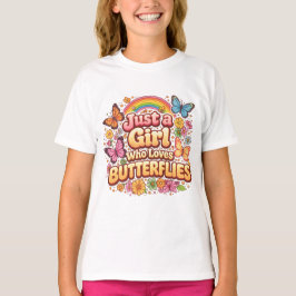 蝶が好きな女の子 – かわいい花柄 Tシャツ