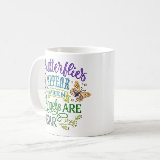 蝶が現れるエンジェル感動的引用文 コーヒーマグカップ (正面左)