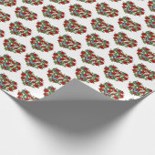 蝶が白い花ハート ラッピングペーパー (角)
