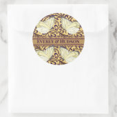 蝶が紫とオレンジを渦巻く ラウンドシール (バッグ)