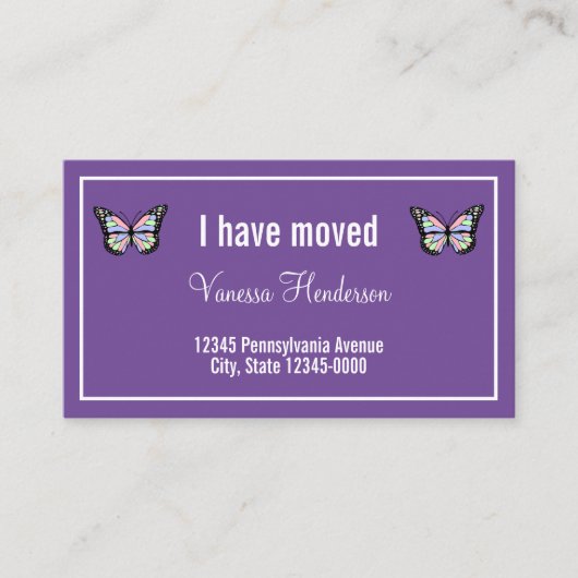 蝶が紫の動きのアナウンス エンクロージャーカード (正面)