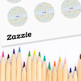 蝶が羽を青にパーソナライズされたする ラウンドシール