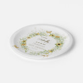 蝶が道に蝶とヒマワリ ペーパープレート (アングル)