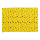 蝶が黄色い背景にある花 枕カバー (正面右)