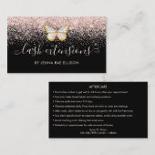 蝶が黒とピンクのアフターケア 名刺 (正面/裏面)