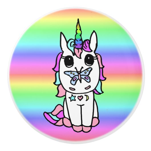 蝶が鼻に咲く虹の一角 セラミックノブ (正面)