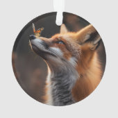 蝶が鼻に座っているかわいいキツネ オーナメント (裏面)