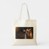 蝶が鼻に座っているかわいいキツネ トートバッグ (裏面)