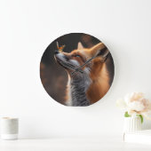 蝶が鼻に座っているかわいいキツネ ラージ壁時計 (ホーム)