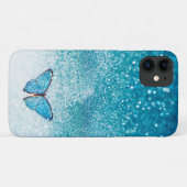 蝶きらめくきらきら光るターコイズ Case-Mate iPhoneケース (裏面(横))
