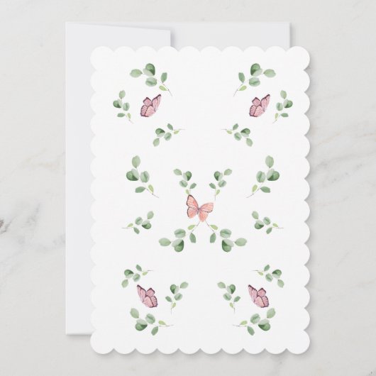 蝶すべてのまわりにの斜面赤ちゃんシャワー 招待状 (裏面)