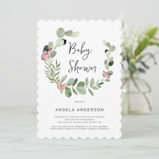 蝶すべてのまわりにの斜面赤ちゃんシャワー 招待状