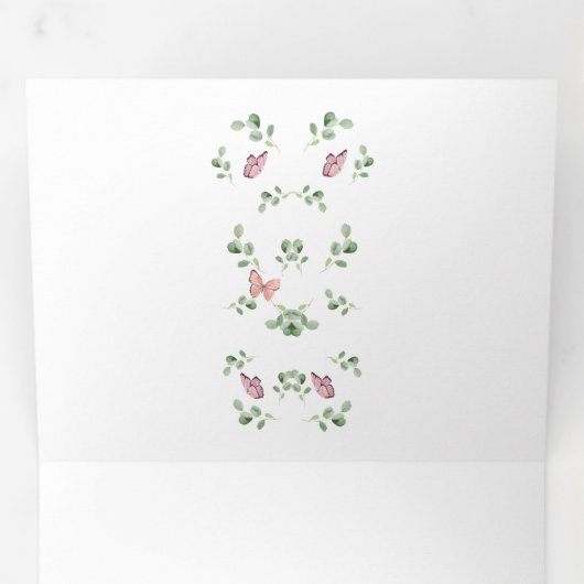 蝶すべて赤のまわりにちゃんシャワー聖人 三つ折り案内状 (内部最初)