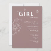 蝶それが女の子のメイブベビーシャワーである 招待状 (正面)