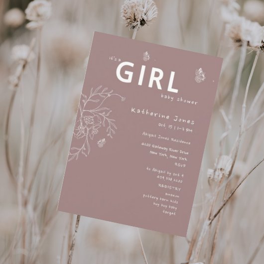 蝶それが女の子のメイブベビーシャワーである 招待状