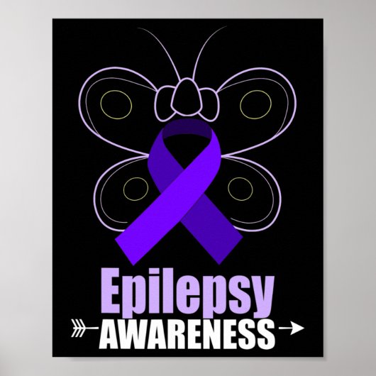蝶てんかんリボンてんかん障害警告 ポスター (正面)