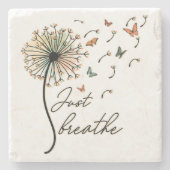 蝶でタンポポを呼吸する ストーンコースター (正面)