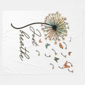 蝶でタンポポを呼吸する フリースブランケット (正面(横))