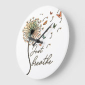 蝶でタンポポを呼吸する ラージ壁時計 (傾斜)