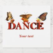 蝶でパーソナライズされたダンスのサイン スパークリングワインラベル (シングルラベル)