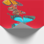 蝶で赤く包む紙 ラッピングペーパー (角)