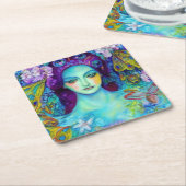 蝶で魅了された妖精の女王 スクエアペーパーコースター (アングル)