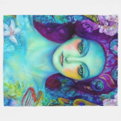 蝶で魅了された妖精の女王 フリースブランケット (正面(横))