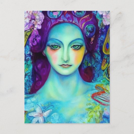 蝶で魅了された妖精の女王 ポストカード (正面)