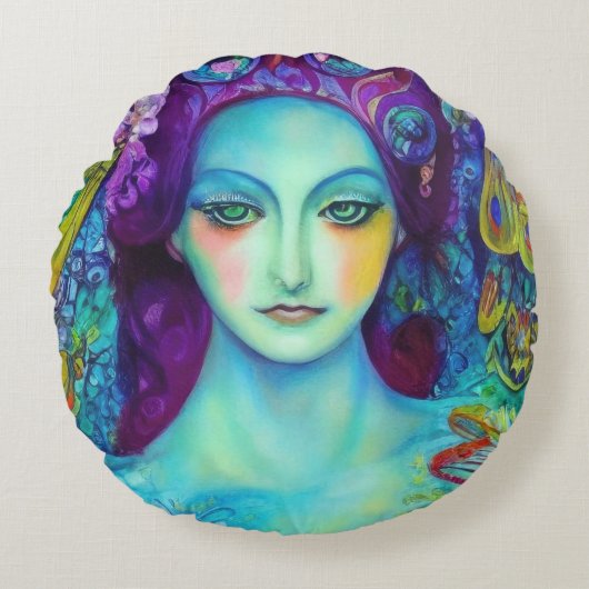 蝶で魅了された妖精の女王 ラウンドクッション (正面)
