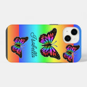 蝶とあなたの名パーソナライズされた前 iPhoneケース (裏面横)