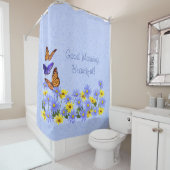 蝶とかわいらしデイジー春ガーデン シャワーカーテン (インサイチュ)