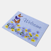 蝶とかわいらしデイジー春ガーデン ドアマット (アングル)