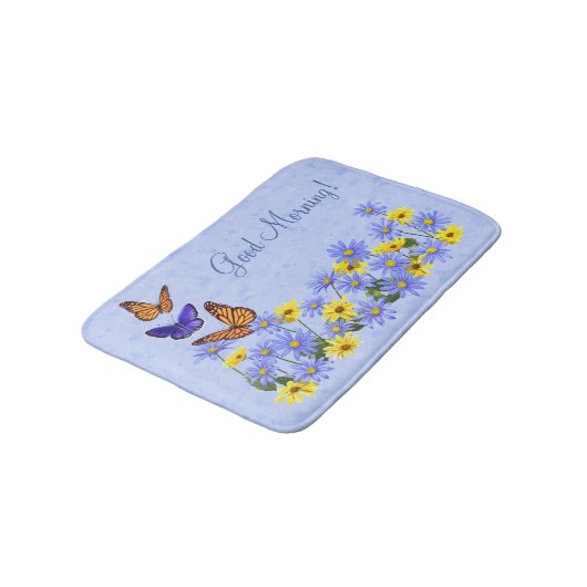 蝶とかわいらしデイジー春ガーデン バスマット (アングル)
