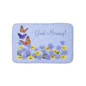 蝶とかわいらしデイジー春ガーデン バスマット (正面)